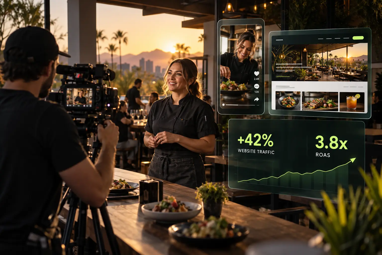 All In Marketing campaign production connected to social, web, and advertising results